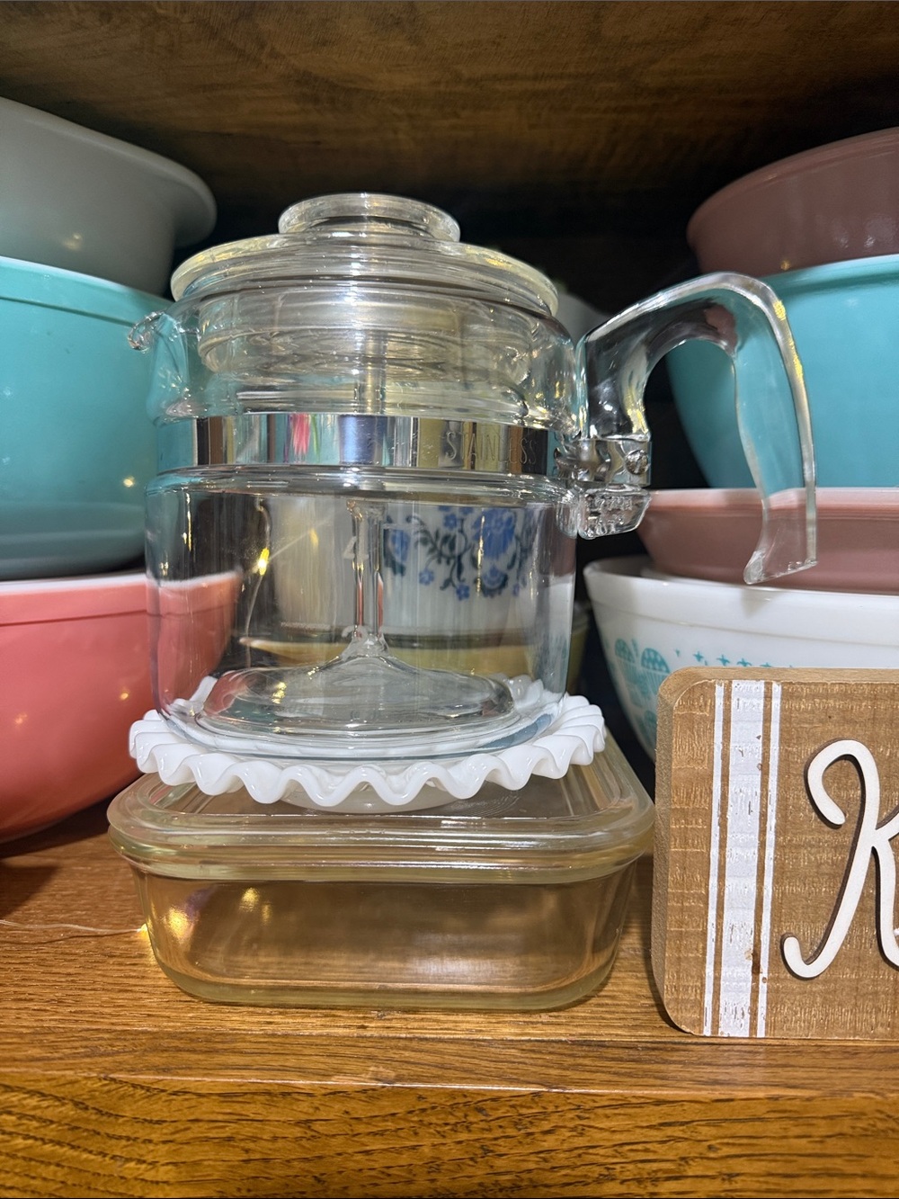 Pyrex 4-6 cup glass percolator vintage EUC